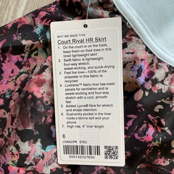 Lululemon Court Rival High-Rise Skirt - Stencil Blossom Red Multi - Picture 6 of 6
